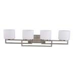 4-Light Brushed Nickel Bathroom Vanity Light with Opal Glass Shades