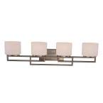 4-Light Brushed Nickel Bathroom Vanity Light with Opal Glass Shades