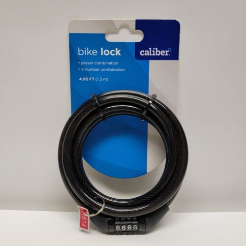 Caliber Bicycle Bike Lock 4.92 Feet BLACK Preset 4 Number Combo ~ NEW