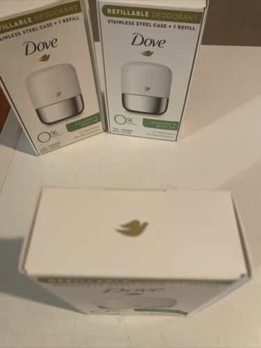 3 Pack - Dove Refillable Deodorant Stainless Steel Case + 1 Refill Cucumber & Green Tea