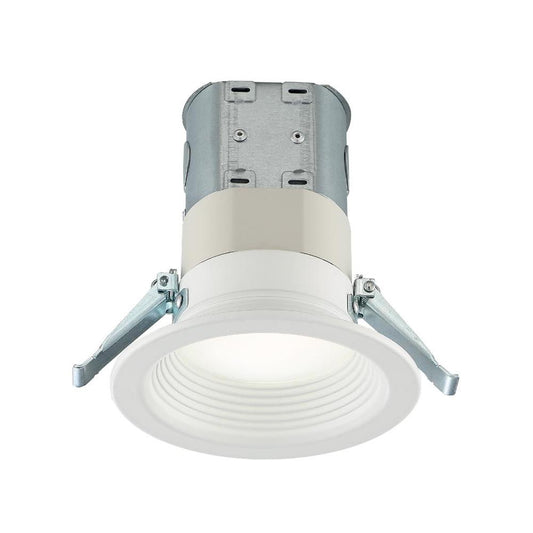 Commercial Electric Easy-up 4 in. White Baffle Integrated LED Recessed Kit with Selectable CCT (2700K-5000K), (No Can Needed)