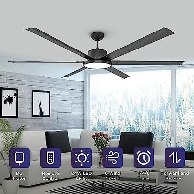 72inch Ceiling Fans with Lights and Remote Industrial DC Motor Metal Ceiling