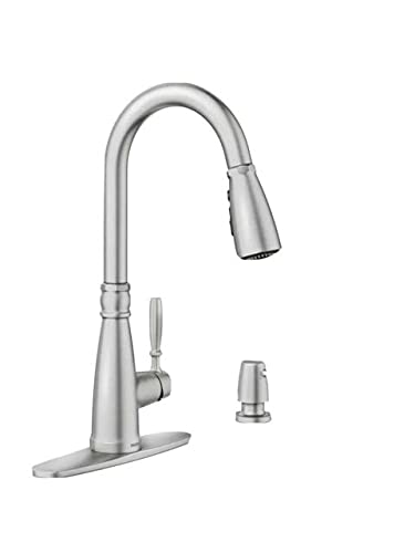 Boman Single Handle Pull-Down Sprayer Kitchen Faucet with Reflex and PowerBoost in Spot Resist| Ceramic Disc Faucets|, Stainless Steel, (87162SRS)