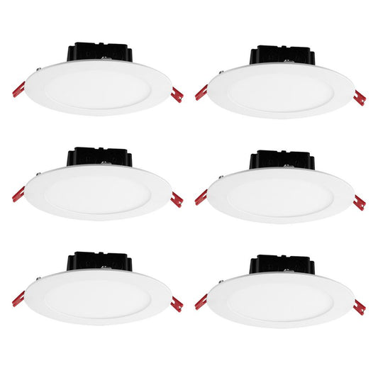 Commercial Electric 6 in. White Flush Round Wet Rated LED Integrated Recessed Lighting Kit (6-Pack)