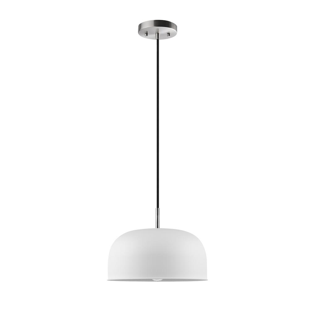 Globe Electric Scarlett 1-Light Matte White Plug-in or Hardwire Pendant Lighting with 15 Ft. Cord