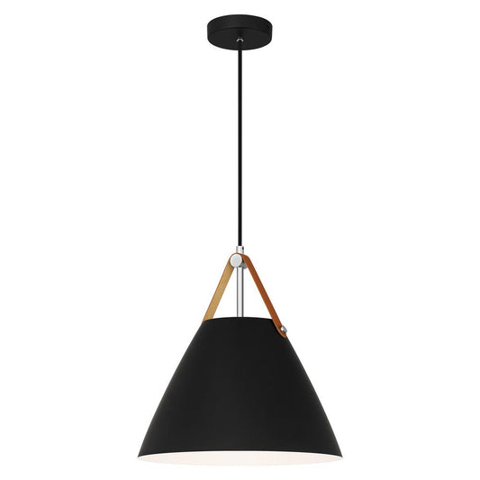 DSI Harper 1-Light Matte Black Pendant with Metal Shade