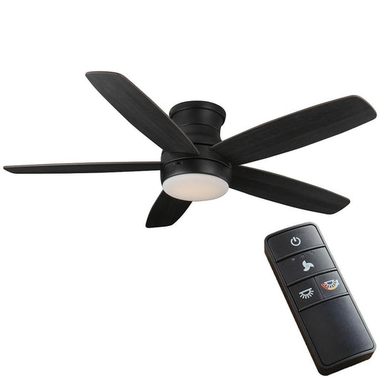 Home Decorators Collection Ashby Park 52 in. White Color Changing Integrated LED Matte Black Indoor Ceiling Fan with Light Kit and Remote Control