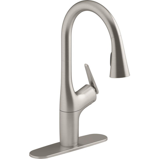 KOHLER Safia 1-Handle Pull Down Sprayer Kitchen Faucet with Integrated Soap Dispenser in Vibrant Stainless