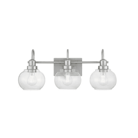 Halyn 23 in. 3-Light Brushed Nickel Bathroom Vanity Light with Clear Glass Shades