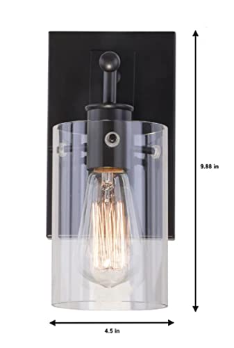 Regan 4.5 in. 1-Light Espresso Bronze Bathroom Vanity Light with Clear Glass Shade