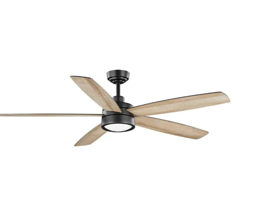 Driskol 60 in. White Color Changing LED Matte Black Smart Ceiling Fan with Light Kit and Remote Powered by Hubspace