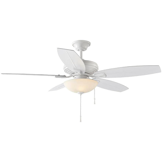 North Pond 52 in. LED Outdoor Matte White Ceiling Fan with Light