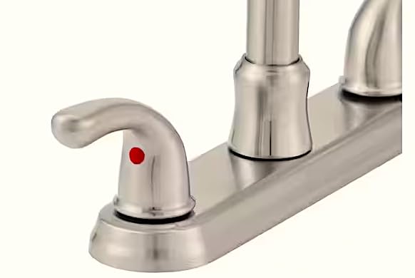 Glacier Bay Builders Double Handle Standard Kitchen Faucet with Side Sprayer in Stainless Steel