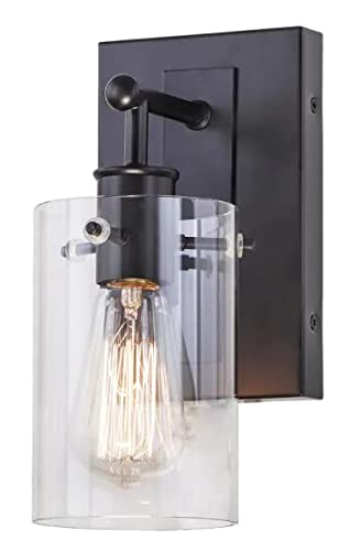 Regan 4.5 in. 1-Light Espresso Bronze Bathroom Vanity Light with Clear Glass Shade