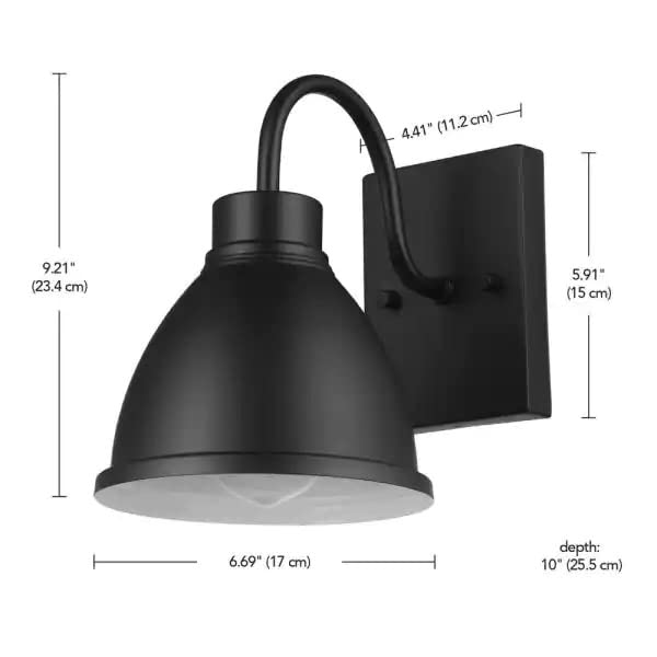 Swanson 1-Light Matte Black Hardwired Outdoor Indoor Wall Lantern Sconce