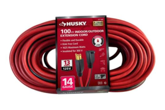 100 ft. 14/3 Medium Duty Indoor/Outdoor Extension Cord, Red/Black