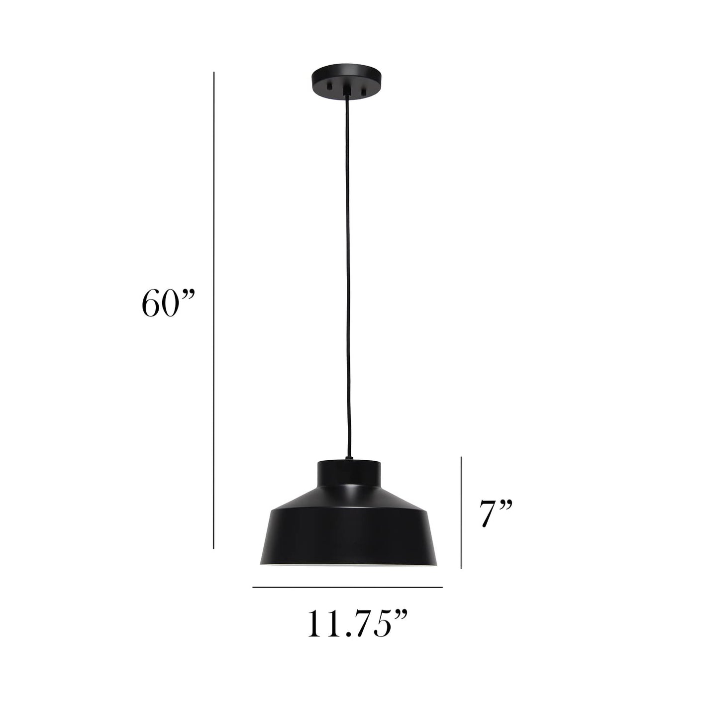 Elegant Designs PT1012-BLK Vintage Industrial Metal Shade Farmhouse Hanging Ceiling Fixture Light Pendant, Black