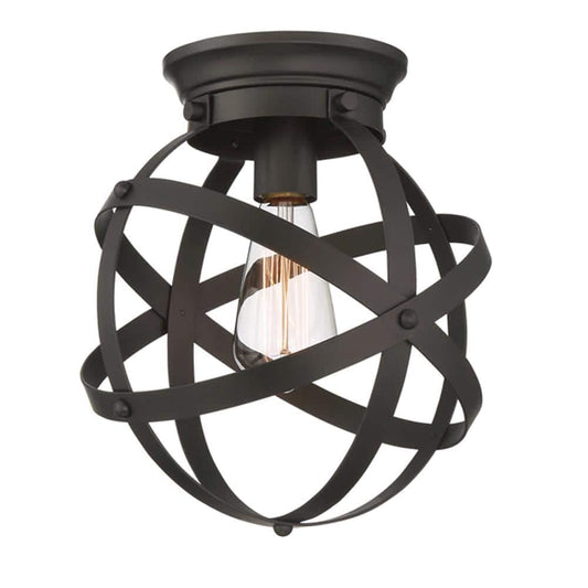 Home Decorators Kerby 1-Light Satin Bronze Flush Mount