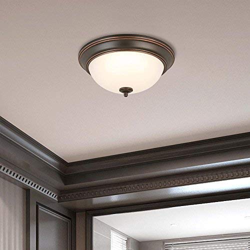 Commercial Electric 13 in. Oil-Rubbed Bronze LED Twin Pack Flushmount