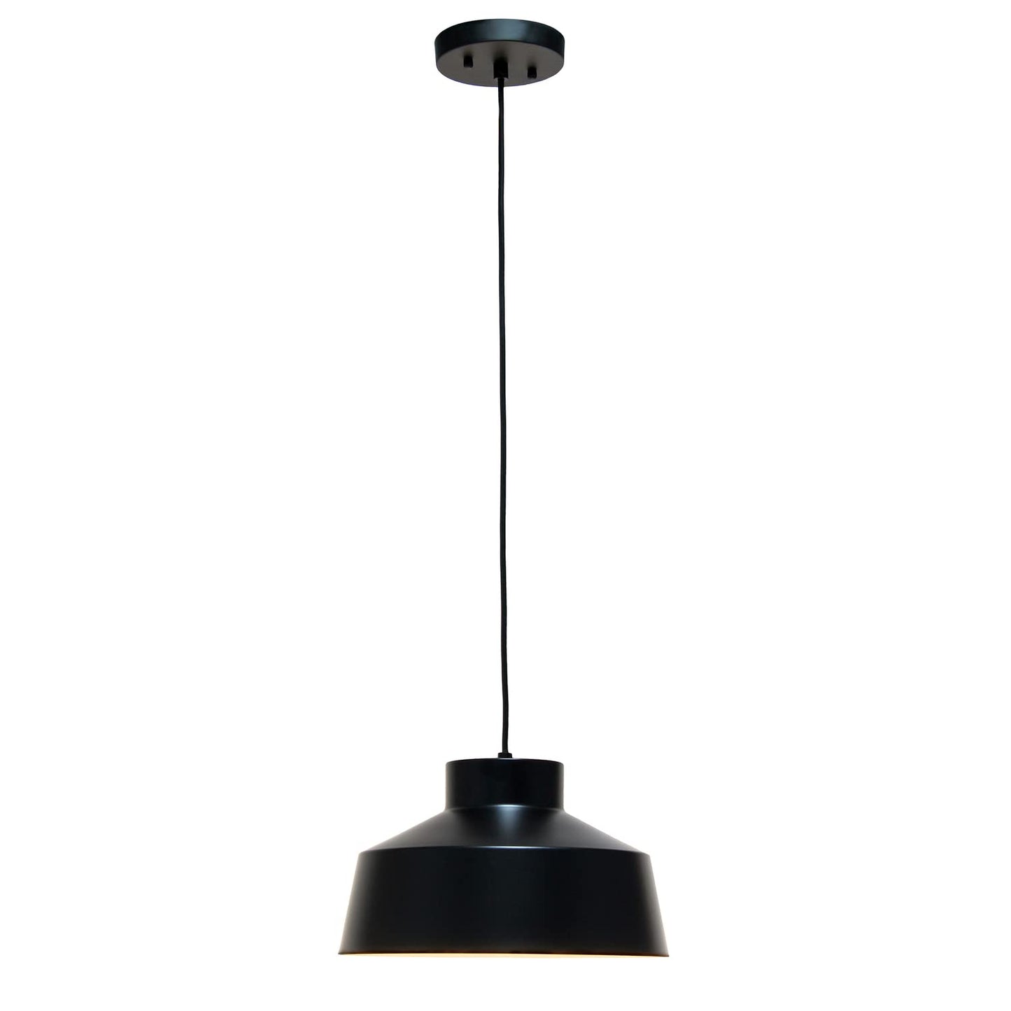 Elegant Designs PT1012-BLK Vintage Industrial Metal Shade Farmhouse Hanging Ceiling Fixture Light Pendant, Black