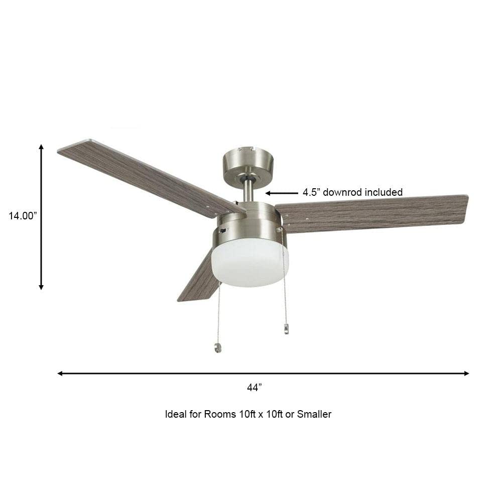 Hampton Bay Montgomery II 44 in. Indoor Brushed Nickel Ceiling Fan with Light Kit RDB9144-BN