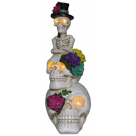 Day of the Dead Stacked Up/Light Up Skulls Tabletop Halloween Figurine Display