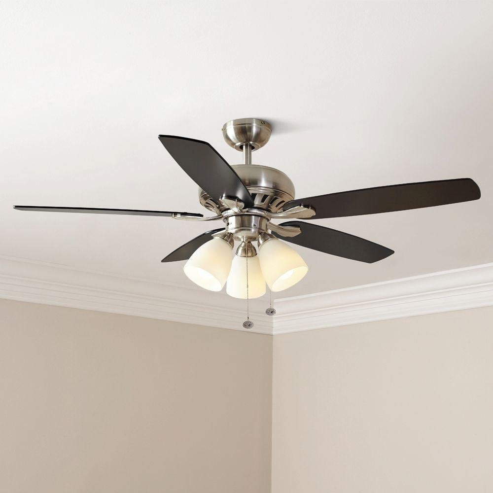 Hampton Bay Rockport 52 in. LED Brushed Nickel Ceiling Fan 51750 /1001673208
