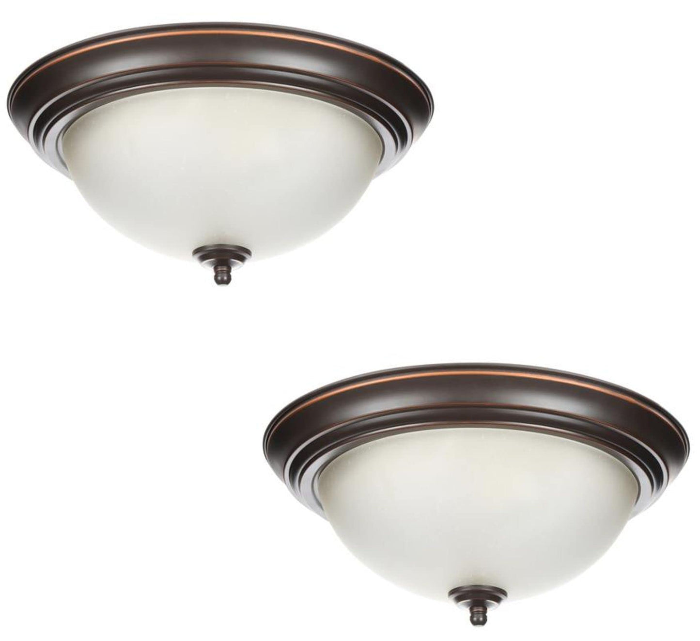 13 in. 2-Light Oil Rubbed Bronze Flush Mount (2-Pack)