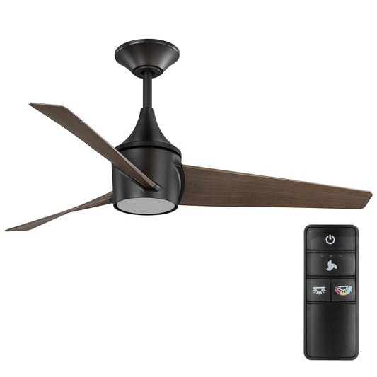 Kathy Ireland Pacifico 52 in. Outdoor Oil-Rubbed Bronze Ceiling Fan with Remote and Integrated Adjustable Color Temperature LED Light