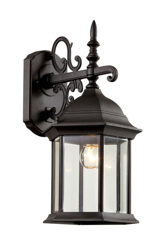 Trans Globe Imports BK Traditional One Wall Lantern Outdoor-Post-Lights, 19", Black