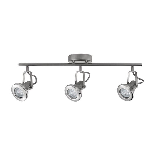 3-Light Track Brushed Steel with Chrome Accents 3 x GU10 LED 50-Watt Bulbs Included