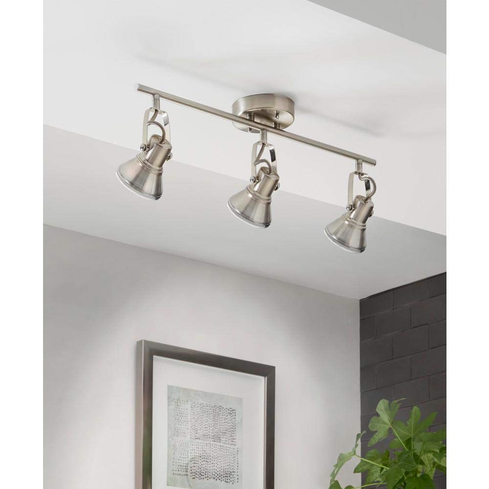 3-Light Track Brushed Steel with Chrome Accents 3 x GU10 LED 50-Watt Bulbs Included