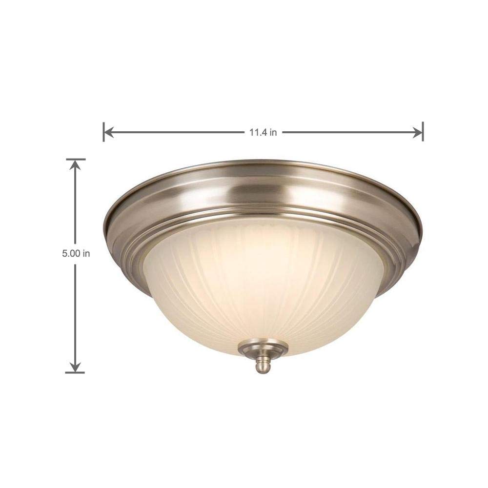 Commercial Electric 11 in. 100-Watt Equivalent Brushed Nickel Integrated LED Flush Mount with Frosted Glass Shade (2-Pack)