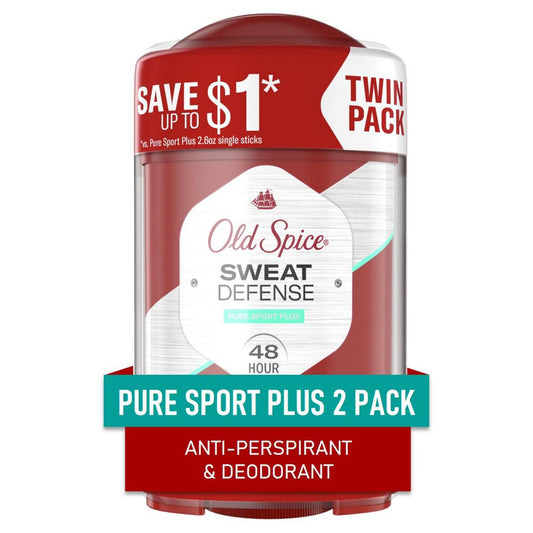 Old Spice Sweat Defense Anti-Perspirant Deodorant for Men, Pure Sport Plus, 2.6 oz Twin