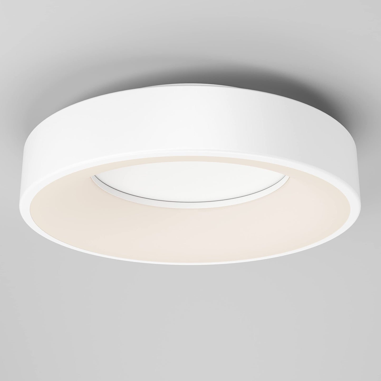 Artika Aiden 17W LED Drum Flush Mount Ceiling Light Fixture, White - 1200 Lumens, Tunable White Technology 2700-3000-3500-4000-5000 Kelvin, No Bulb Required