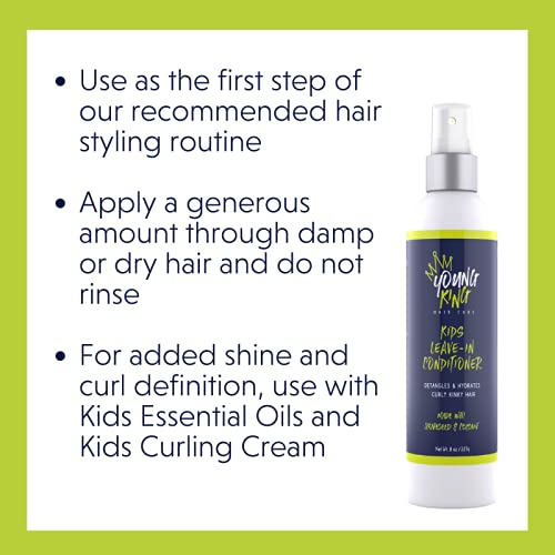 YOUNG KING HAIR CARE Kids Leave-In Conditioner For Boys | Detangle, Hydrate and Soften Natural Curls | Plant-Based and Harm-Free | 8 oz