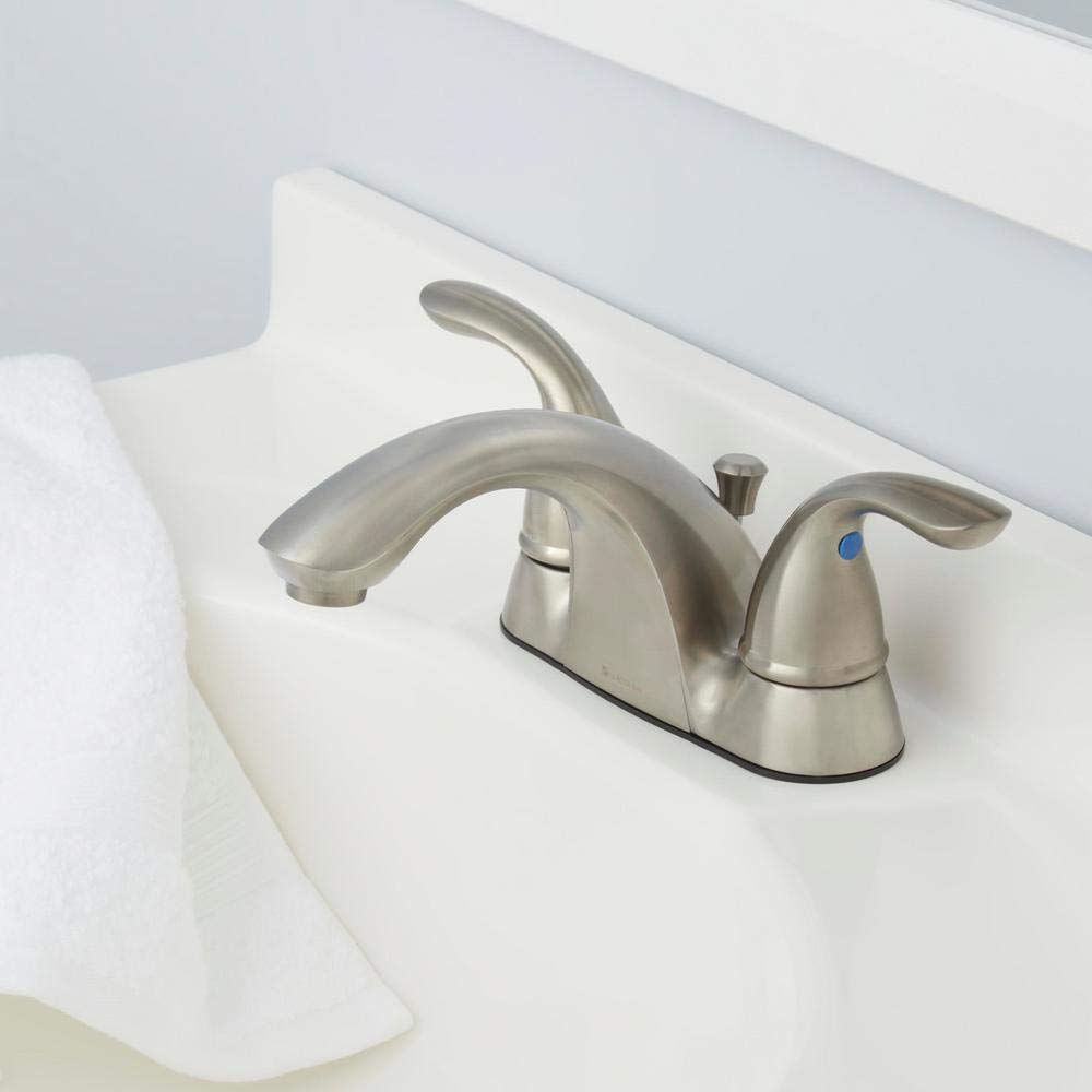 Builders 4 in. Centerset 2-Handle Low-Arc Bathroom Faucet in Brushed Nickel