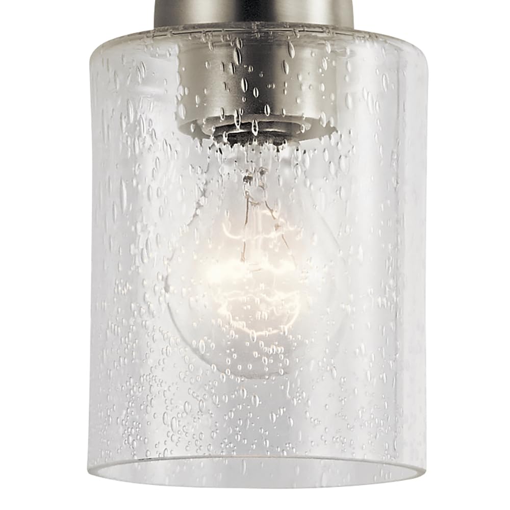 Kichler Winslow 7.5" Mini Kitchen Pendant with Clear Seeded Glass in Brushed Nickel, (7.5" H x 4.25" W), 44032NI