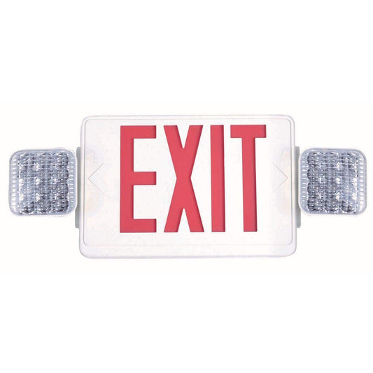Commercial Electric Combo 14-Watt with NICAD 9.6-Volt Battery White Integrated LED Exit Sign and Emergency Light