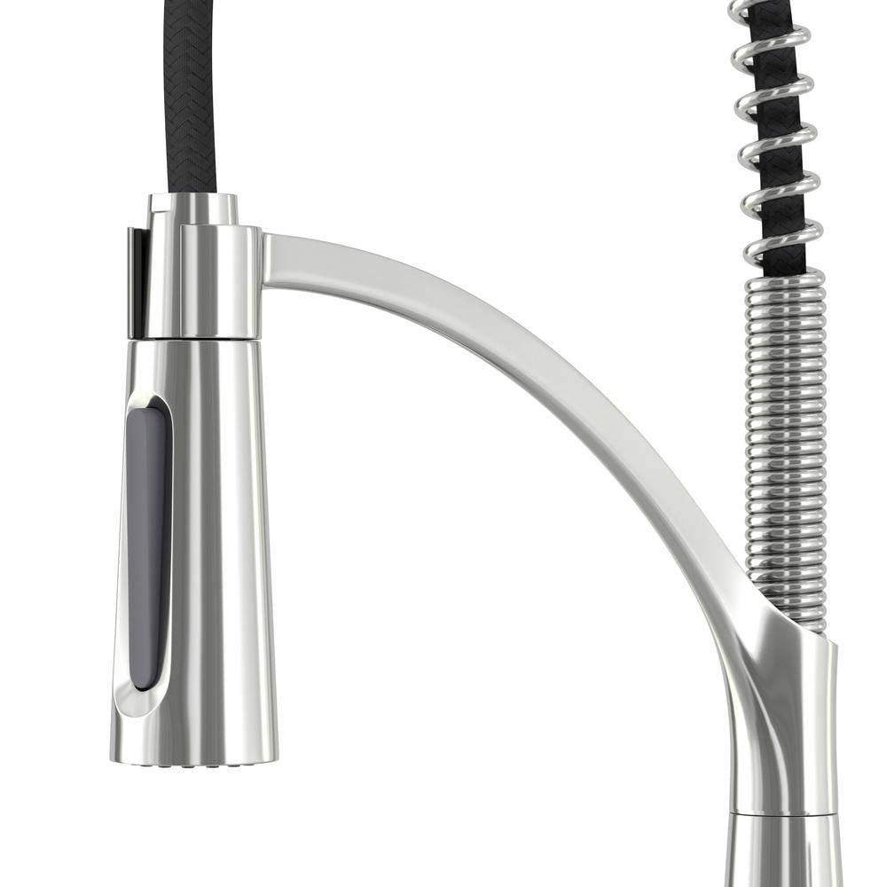 Brenner Commercial Style Single-Handle Pull-Down Sprayer Kitchen Faucet in Chrome Finish