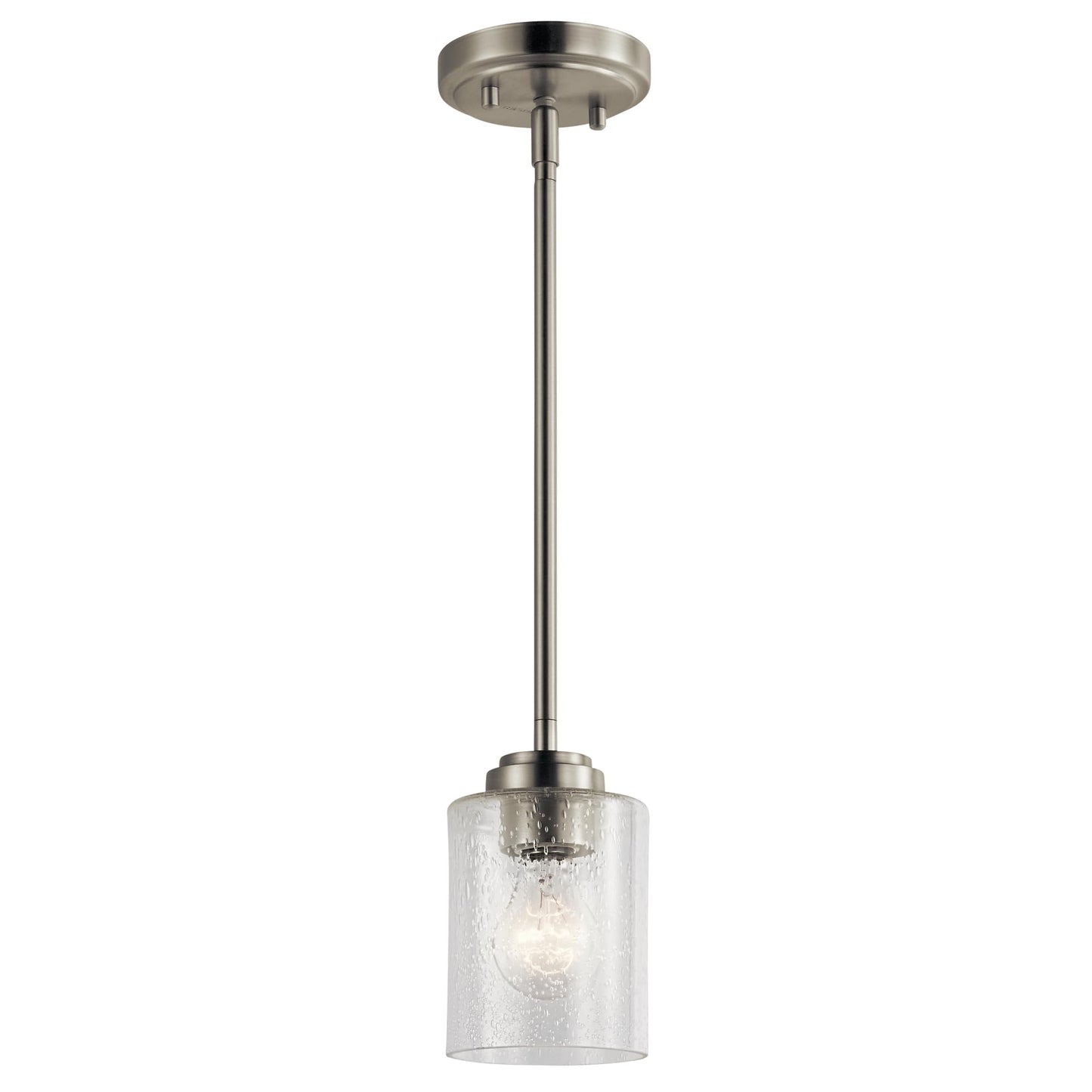 Kichler Winslow 7.5" Mini Kitchen Pendant with Clear Seeded Glass in Brushed Nickel, (7.5" H x 4.25" W), 44032NI