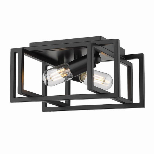 Golden Lighting 6070-FM BLK Tribeca Flush Mount - Damp, Matte Black