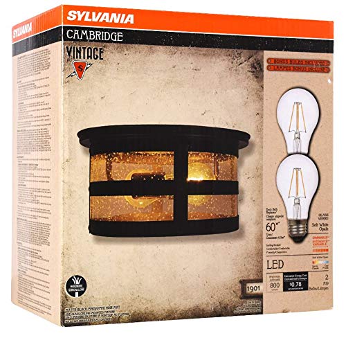 SYLVANIA Vintage Cambridge Triple Ring Drum Light Fixture with 2 A19 Dimmable LED Light Bulbs Included, 1600 Lumens (60125)