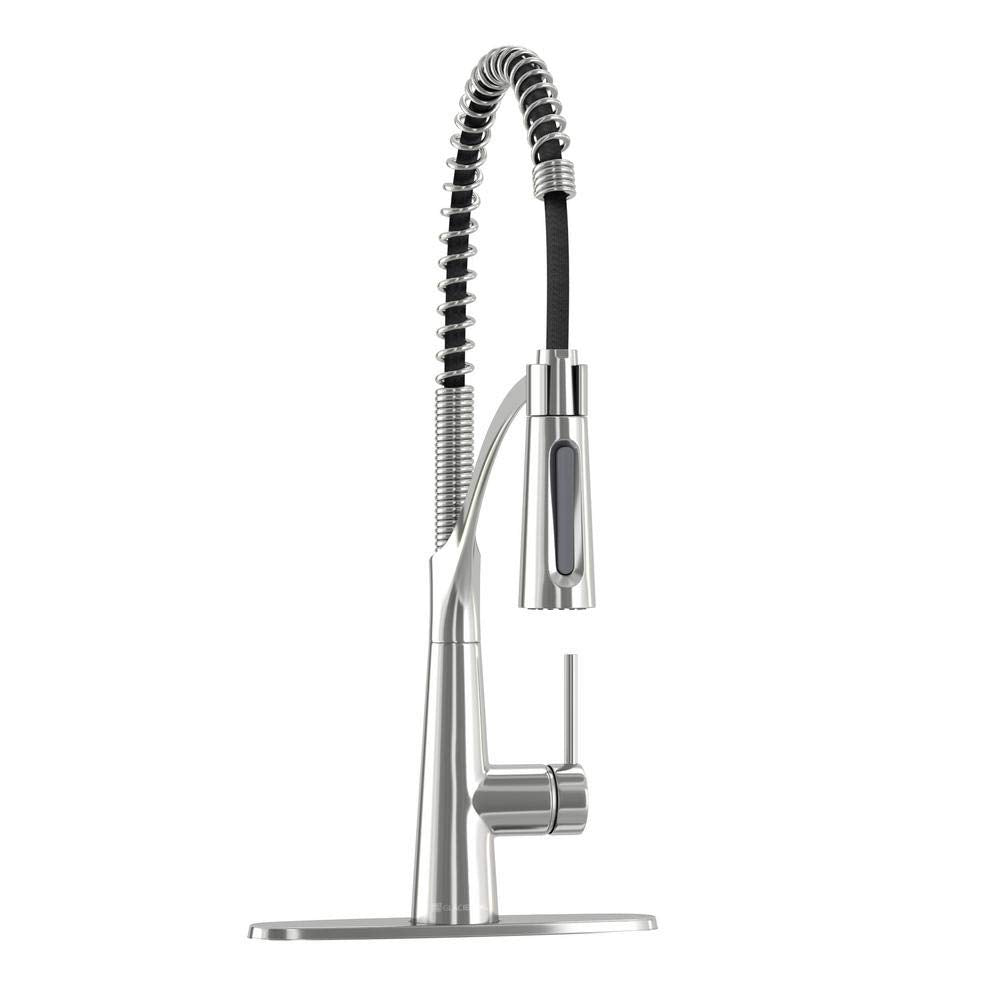 Brenner Commercial Style Single-Handle Pull-Down Sprayer Kitchen Faucet in Chrome Finish