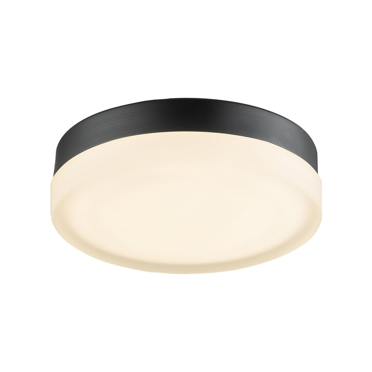 Kira Home Luna 9" Modern Flush Mount Ceiling Light, Integrated 18W LED (180W eq.), Frosted Glass Shade Diffuser, Built-in Switch w/Ranging Color Temperatures (2700K-5000K), Black Finish