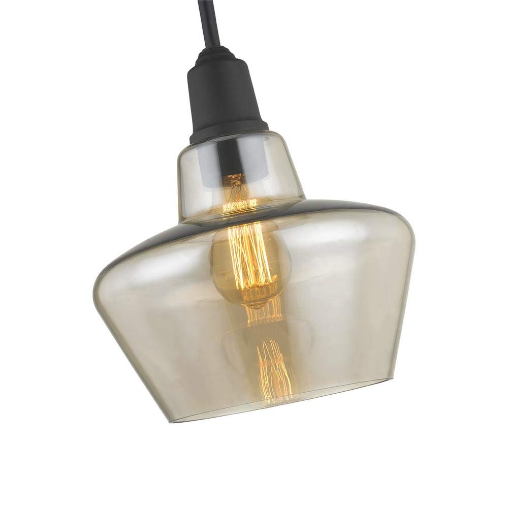 Home Decorators Collection 1-Light Aged Bronze Pendant with Amber Plated Glass Shade and Vintage Bulb
