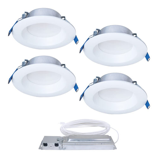 HALO 4 inch Quicklink Canless LED Downlight Selectable 2700K, 3000K, 3500K, 4000K, 5000K CCT – White (4 pack)