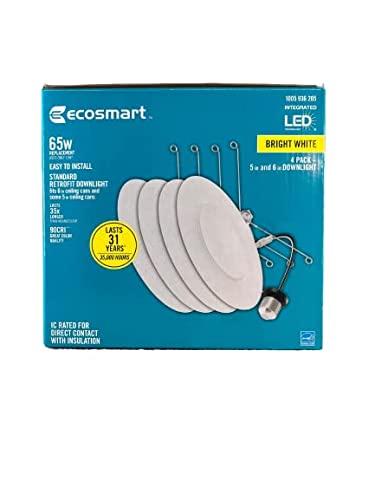 EcoSmart Retrofit 6 in. Canless Matte White Integrated LED Recessed Light Baffle Trim (4-Pack)