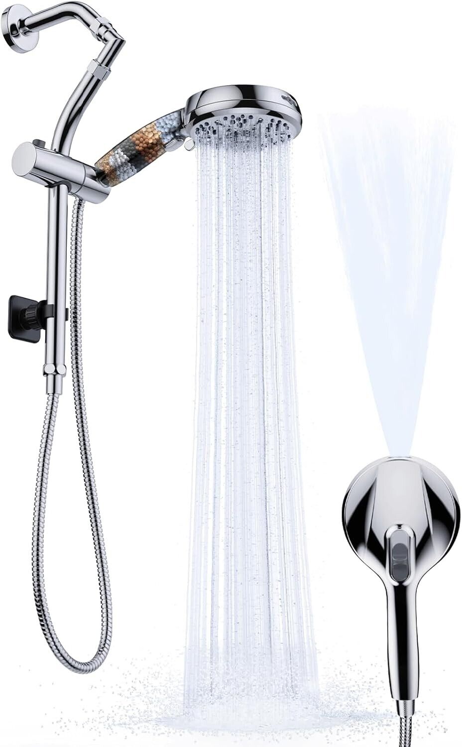 Veken Handheld Shower Head With Filter 1.8 GPM - SILVER - SHF5V101