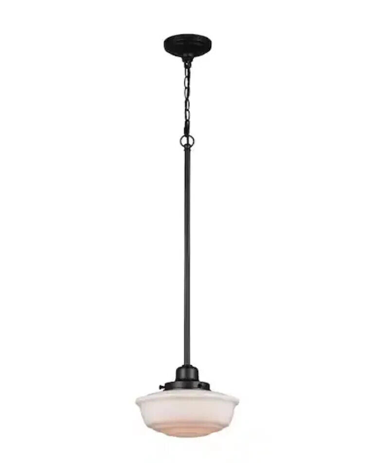 Hampton Bay Belvedere Park 1-Light Bronze Mini-Pendant, Farmhouse Hanging Light